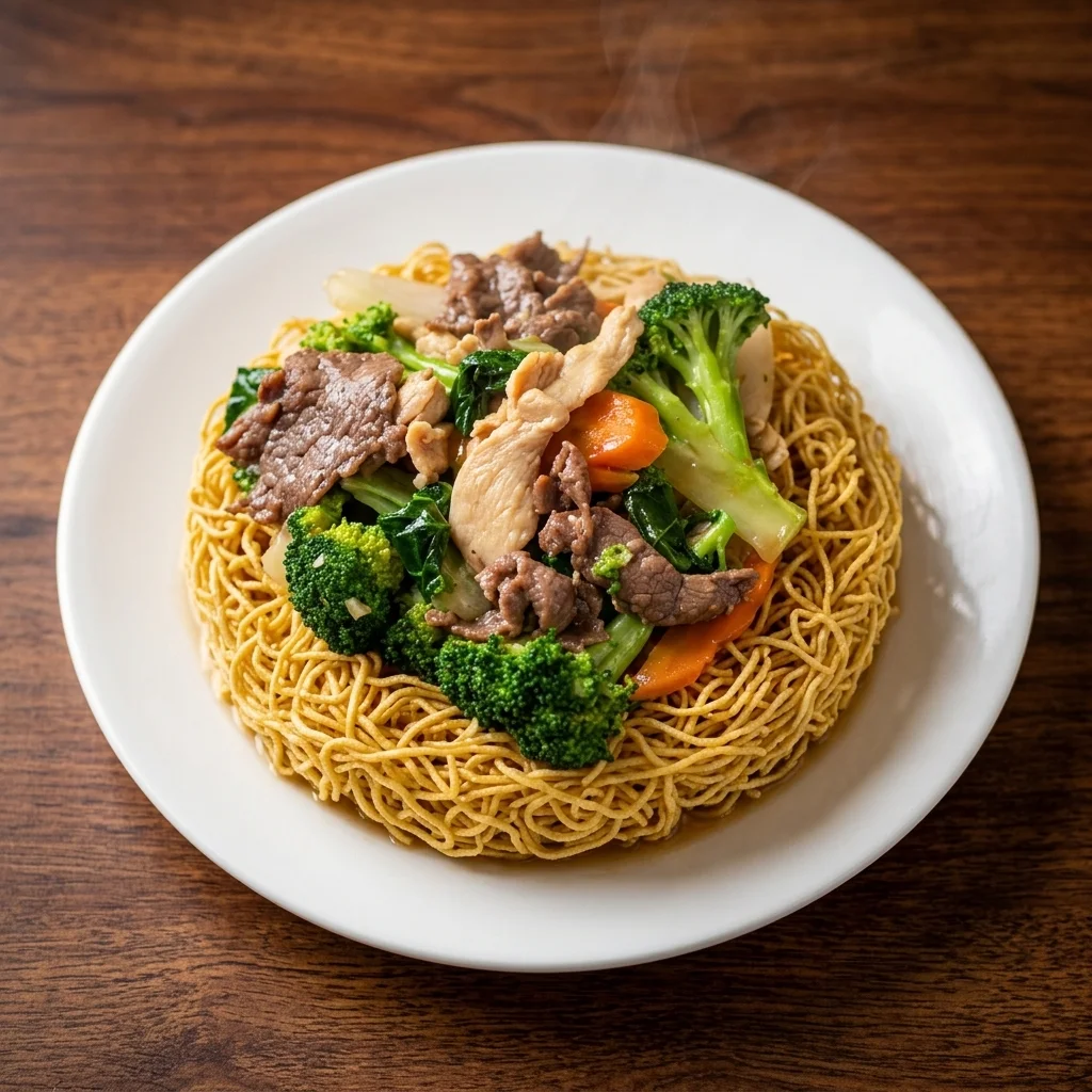 Mixed Vegetables with Crispy Noodles at Viva Restaurant Winnipeg